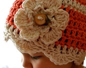 Summer cotton beanie with scalloped edge