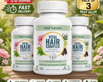 Vital Hair Complex – Hair Support Vitamins for Men & Women (Pack of 3)
