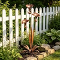 Flamed Copper Garden Stake | Calla Lily & Bluebell Wind Chimes | Solid Copper Outdoor Art