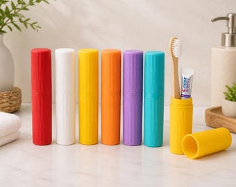 Travel Toothbrush Holder 3D printed- – Portable Toothbrush Case with Toothpaste – Minimalist Organizer Mix & Match colors by Fabricore