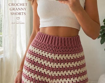 Einfach zu häkelndes Oma Shorts PDF Muster, Schritt für Schritt Fotoanleitung, Hoch taillierte Sommershorts, anfängerfreundlich, sofortiger Download