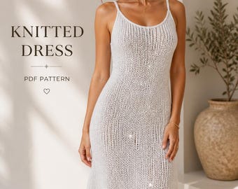 Elegantes Kleid Häkelanleitung PDF | Shimmer Pailletten Strickkleid | Anfänger freundlich einstellbare Größe Sommer Outfit Instant Download DIY