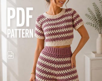 Häkelanleitung für Top und Shorts (PDF) | Sommerliches Outfit für Anfänger | Passendes Set im Oma-Stil | Sofort-Download DIY-Kleidung