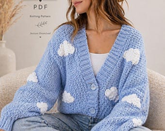 Oversized häkeln Cardigan Wolkenmuster, grobstrick Pullover PDF, Strickjacke, Strickjacke, Strickjacke, Strickjacke, Strickmuster