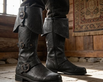 Viking Cosplay Boots - Retro Medieval Costume Shoes Larp Pirate Adventure Stylish Footwear Gift for Fantasy Lovers
