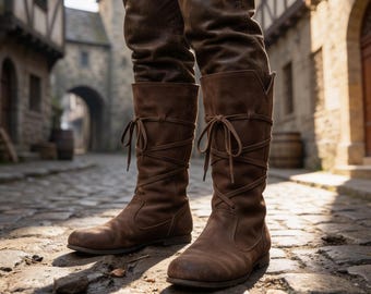 Buty średniowiecznego rycerza - obuwie wikingów do cosplayu, buty larpowe, styl renesansowy, zimowe ciepło i wygoda