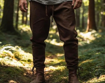 Vikingabyxor | Historiska byxor i bomull och linne | Renässanskostym | Unik gåva för män