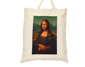 Stylish Mona Lisa Cotton Canvas Shopping Bag