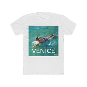 Venice Surf Heren Katoenen T-shirt, Heren Surf T-shirt, Surfshirt met korte mouwen, Vakantie Wit T-shirt, Surfshirt, Grappige Surfer Geschenken