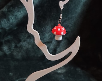 Mushroom Earrings, fun, light weight, 3D printed