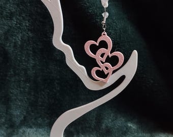 Triple Heart Earrings, fun, light weight, multiple colors