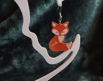 Fox Earrings, fun, light weight, 3D printed