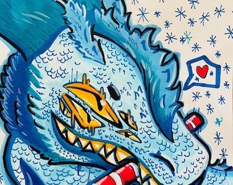 ホリデードラゴンポスター - ファーリー/ドラゴンパペッティア装飾 - ハンドメイド実物商品