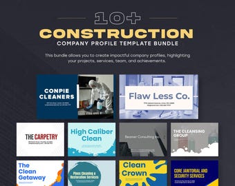 10+ Construction Company Profile Templates | Professional Business Proposal Pack, Contractor Portfolio, Editable Canva Bundle