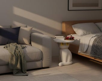 Mesa lateral em formato de gato, mesa de centro com tema animal, mesa de cabeceira para quarto, móvel decorativo com toque lúdico