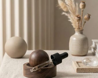 Walnut Diffuser, Minimalist Wood Aromatherapy Sphere, Passive Air Freshener