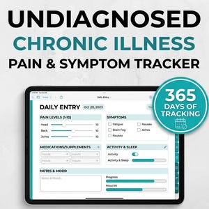 Chronic Illness Symptom Tracker Printable: 365-Day Undiagnosed Pain & Symptom Journal, GoodNotes PDF