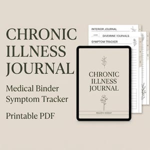 Chronic Illness Journal, Medical Binder – Digital Hyperlinked PDF for iPad, Samsung, or Printable – Symptom Tracker for Migraines, IBS