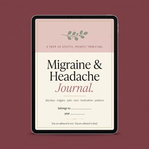 Migräne- und Kopfschmerztagebuch zum Ausdrucken: 365-Tage-Schmerztracker, Auslöser- und Medikamentenprotokoll, undatiert, einfach zu bedienen
