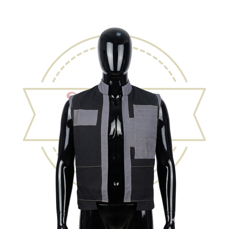 Bounty Hunter-cosplayvest | Grijze basislaag met accentpantser | Custom Mandalorian afbeelding 1