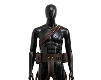 Cinturón Boba Fett 1313 / Bandolera y funda de cuero / Equipo de cazarrecompensas de Star Wars / Equipo de cosplay de mercenario