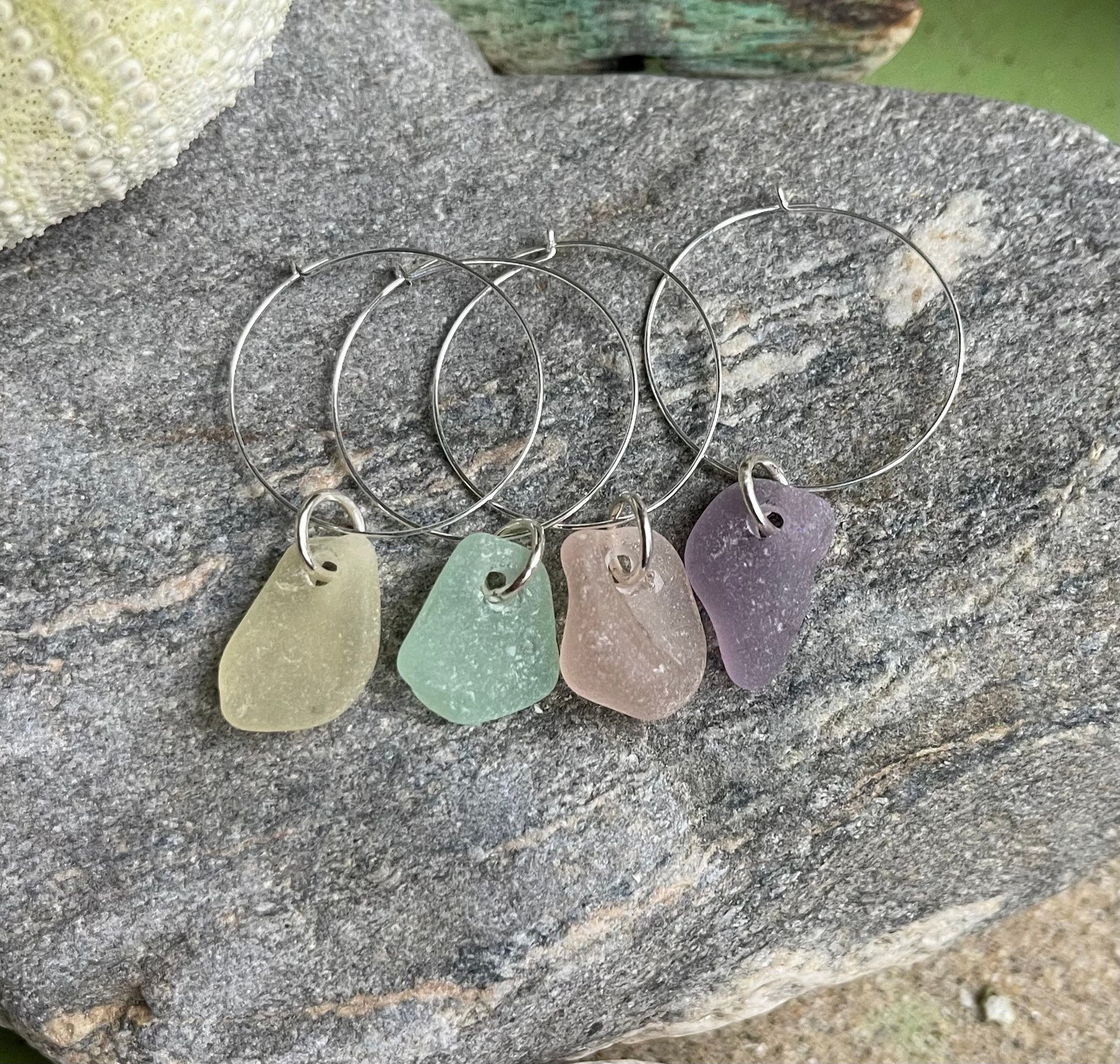 Genuine Sea Glasssea Glass Wine Charms Etsy