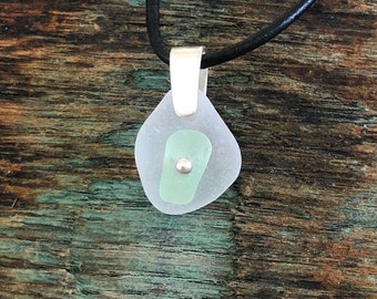 Sea glass jewelry- lime green and white Sea glass