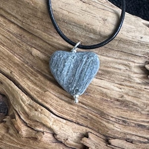 Beach stone jewelry- Heart stone necklace
