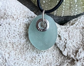 Sea glass jewelry- sea foam green sea glass set with a sterling silver grommets