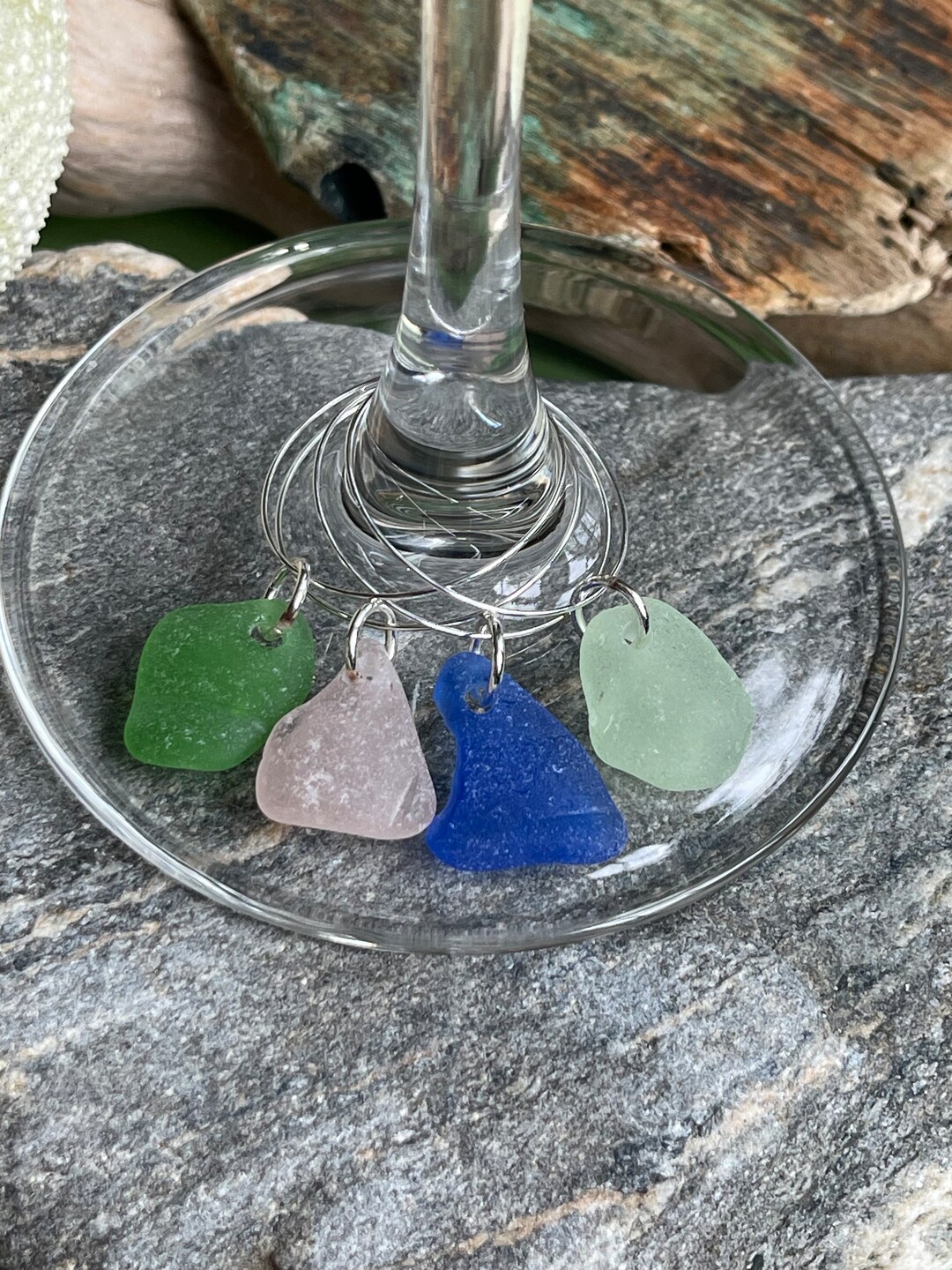 Genuine Sea Glasssea Glass Wine Charms Etsy