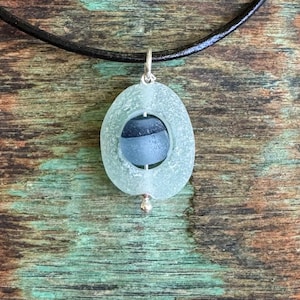 Sea glass jewelry-Sea foam green sea glass with a sea glass multi inside