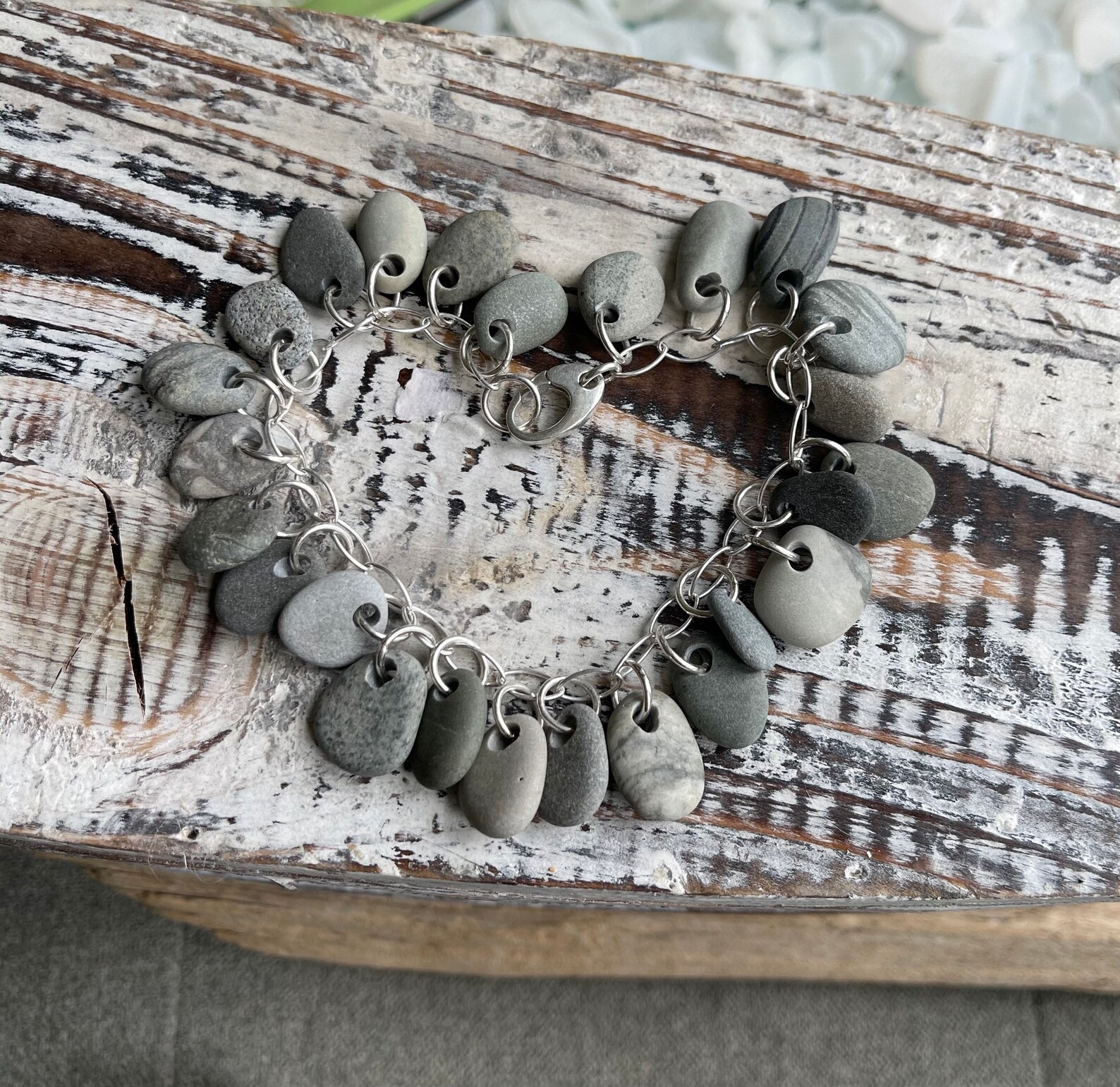 Beach Stone Jewelry 25 Pieces of Beach Stones on a Sterling Etsy