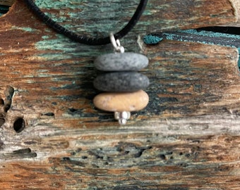Beach stone jewelry- beach stone carin stack