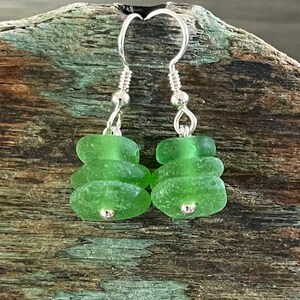 Sea glass jewelry-Green Sea glass earrings