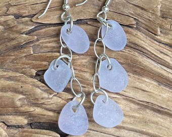 Sea glass jewelry- earrings with purple sea glass