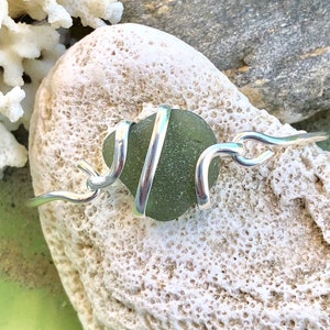 Sea glass jewelry- moss green colored sea glass bracelet