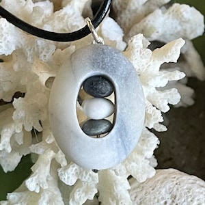 Beach stone jewelry- beach stone necklace with cairn stack