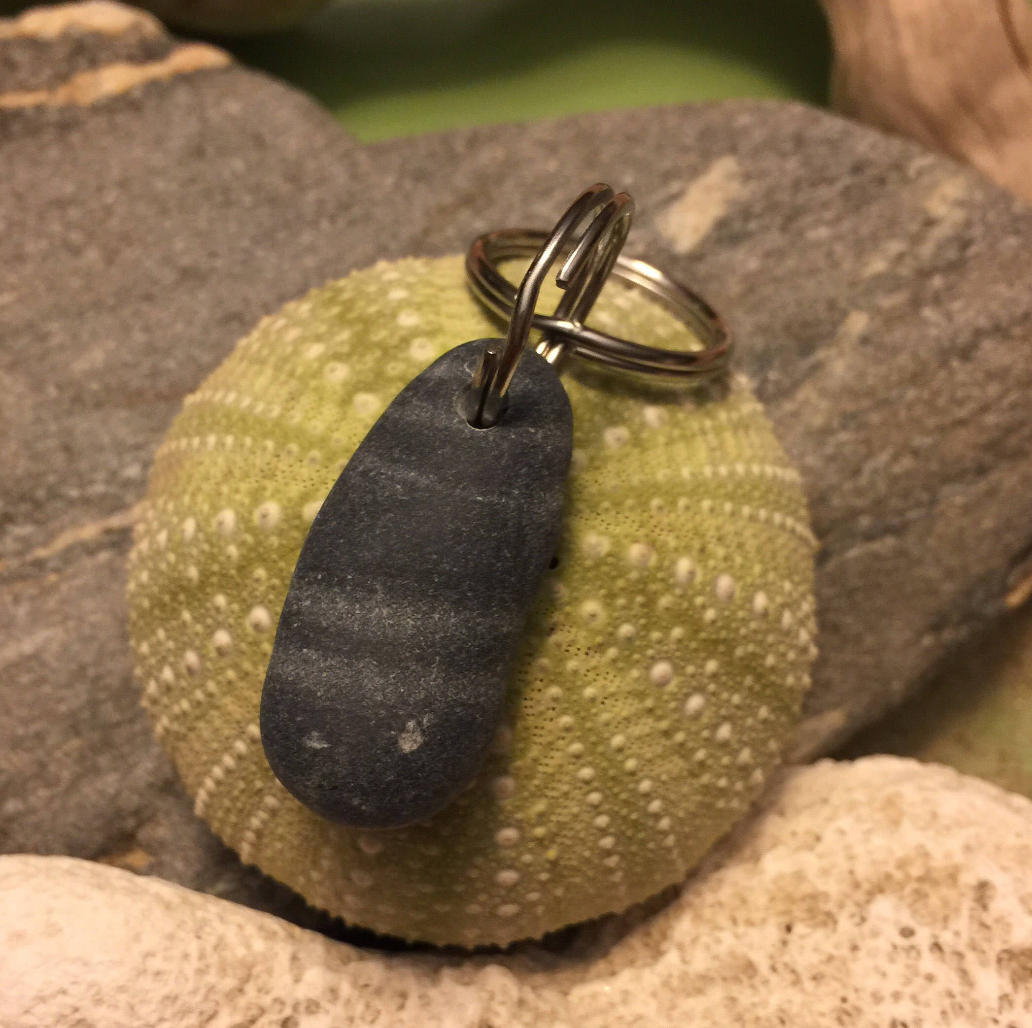 Beach stone jewelry beach stone keychain