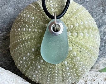Sea glass jewelry- sea foam green sea glass set with a sterling silver grommets