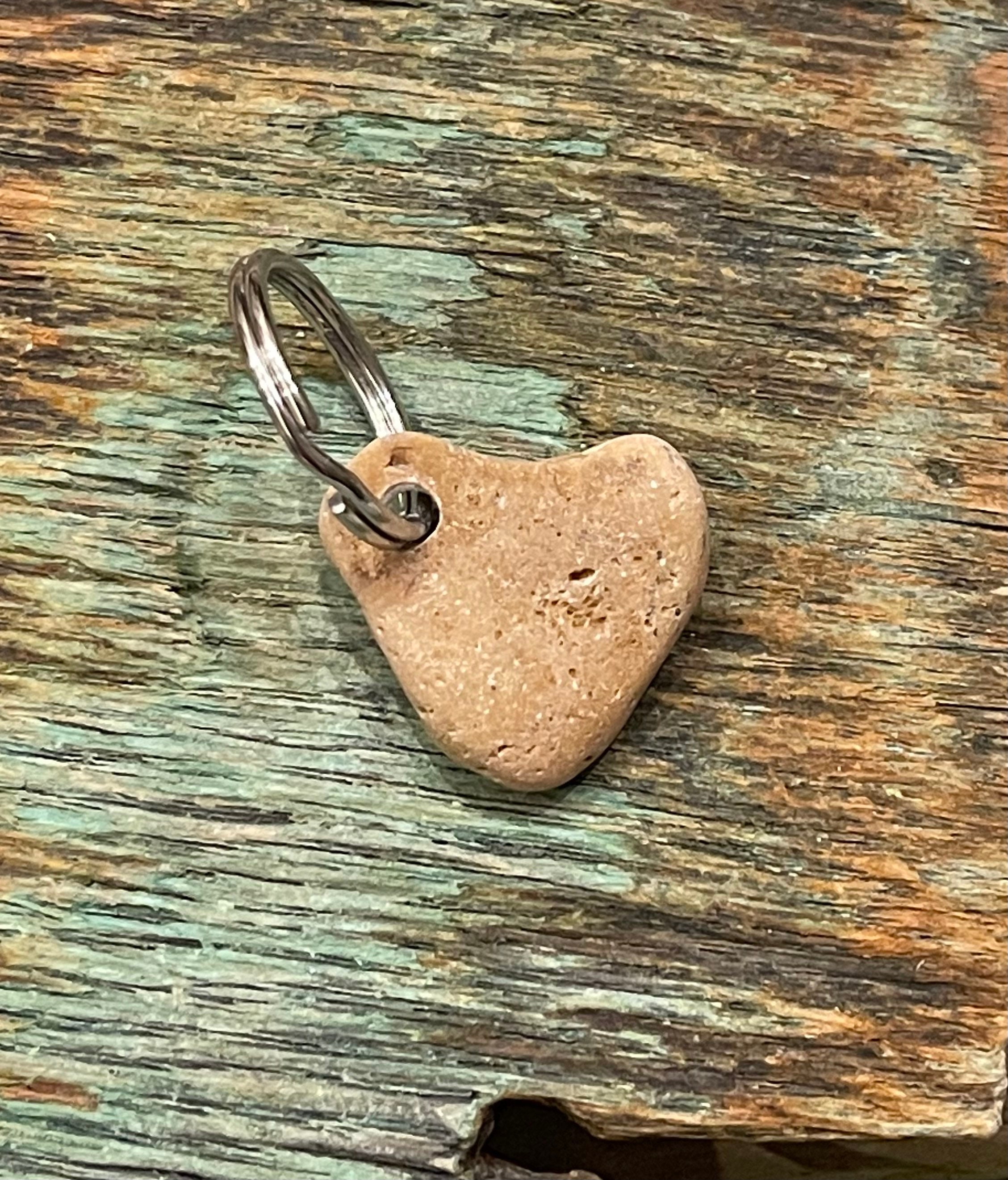 Beach stone jewelry beach stone keychain