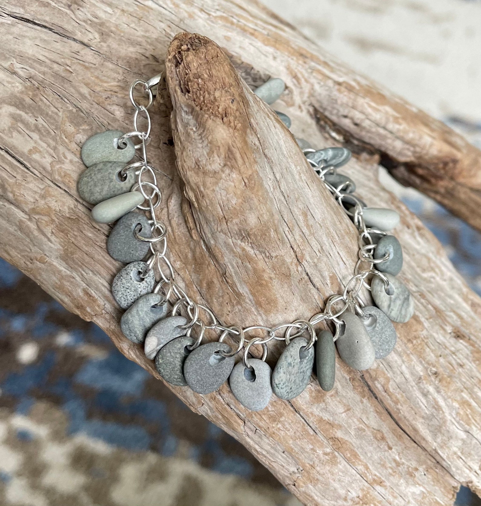Beach Stone Jewelry 25 Pieces of Beach Stones on a Sterling Etsy