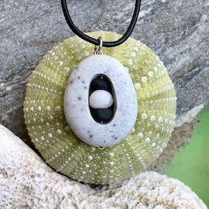 Beach stone jewelry- beach stone necklace with cairn stack