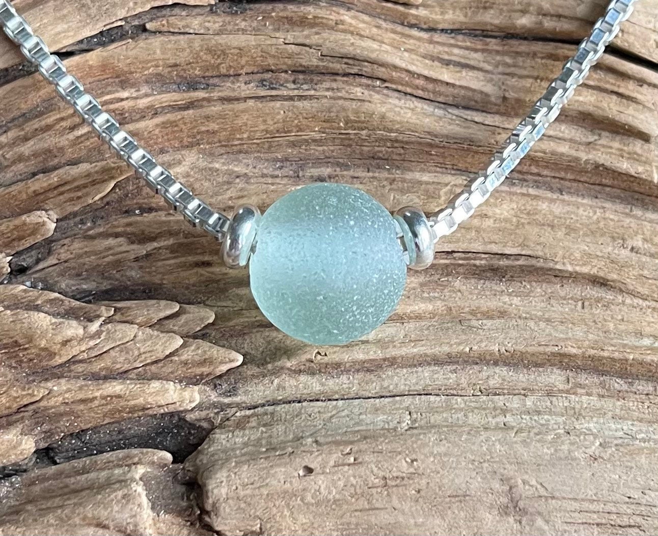 Genuine Sea glass Jewelry Sea foam green Sea glass Codd Etsy