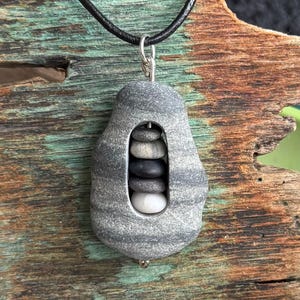 Beach stone jewelry- beach stone necklace with stones inside