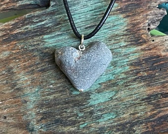 Beach stone jewelry- Heart stone necklace