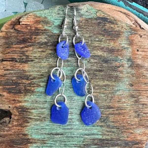 Sea glass jewelry- earrings with Cobalt blue sea glass