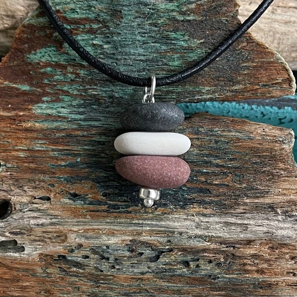 Beach stone jewelry- beach stone carin stack