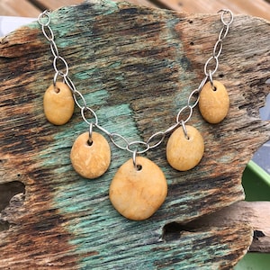 Beach stone necklace with maine beach stones