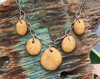 Beach stone necklace with maine beach stones