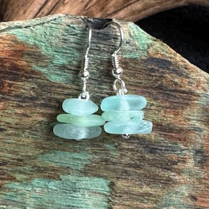 Sea glass jewelry- Aqua blue and Sea foam green Sea glass earrings